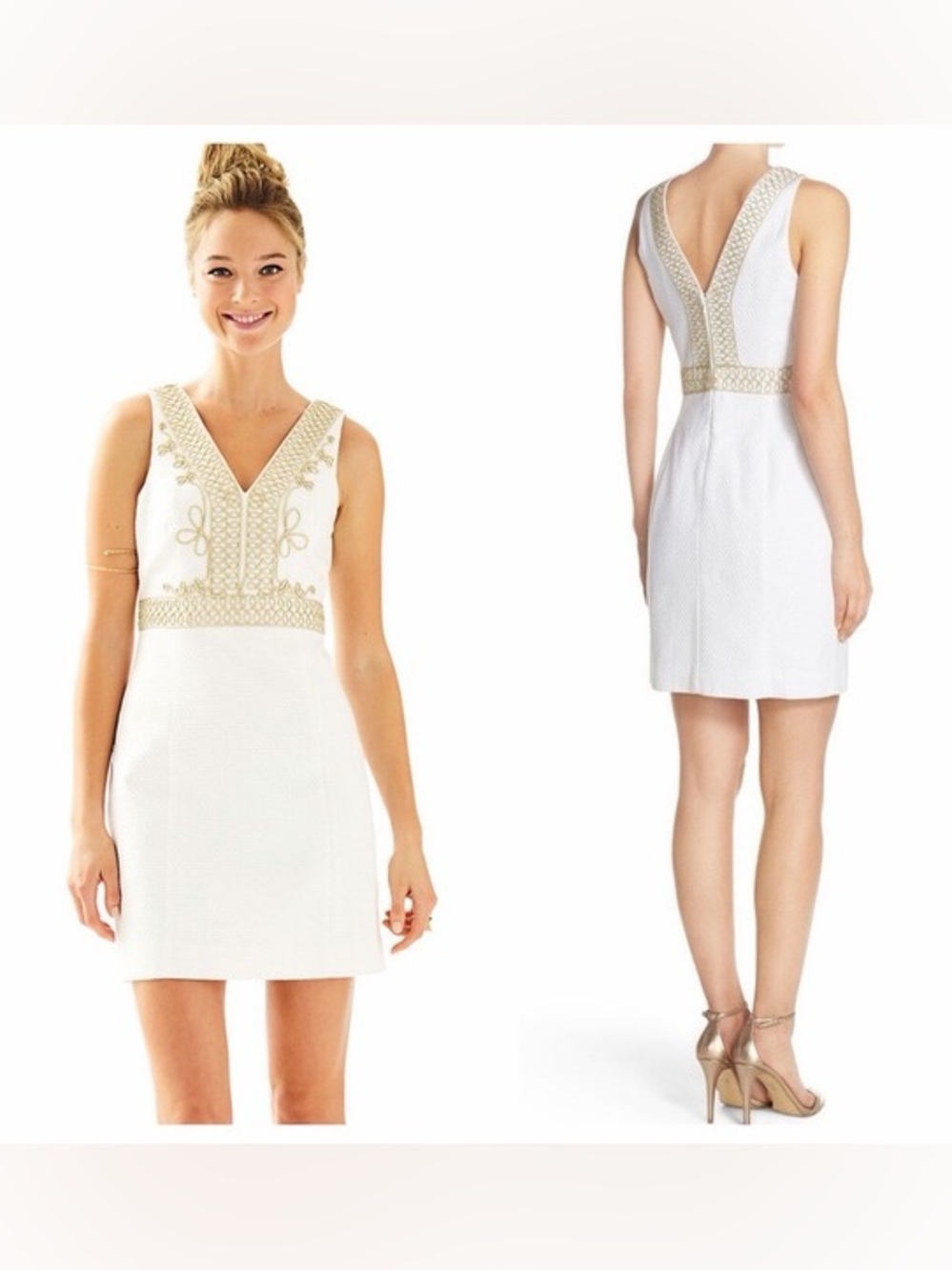 Lilly Pulitzer Aveline White Gold Shift Dress Size 4